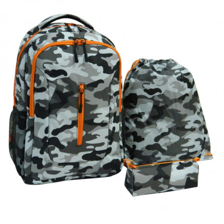 SET OF 3: Backpack 2 comp + Pencil Case + Gym Bag
