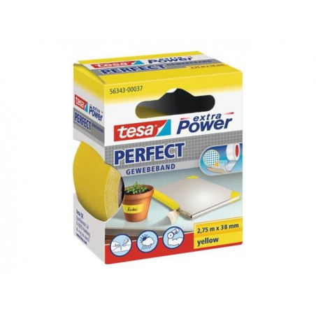 Tesa Extra Power Perfect - Cloth tape, 38 mm x 2.75 m - Yellow