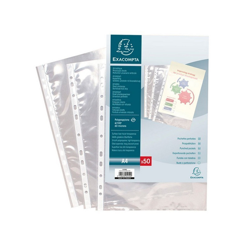 EXACOMPTA - Perforated Plastic Pockets A4 x50