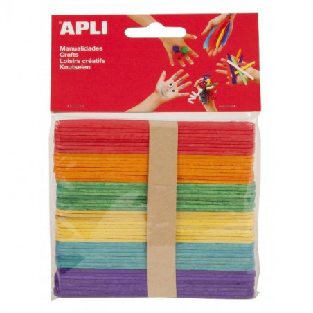 Apli - Pack Of Wood Sticks Colours Associated x50