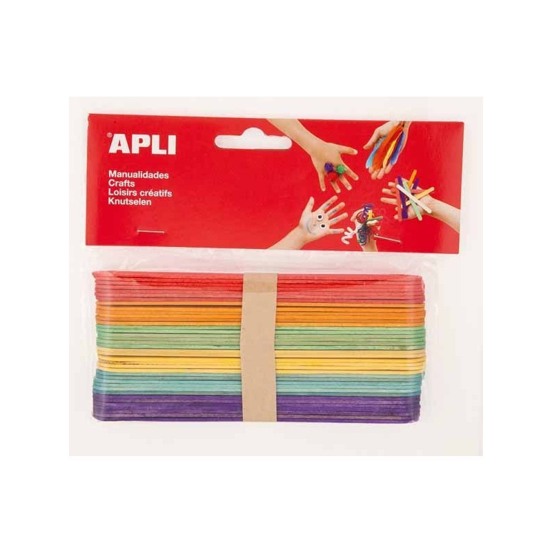 APLI - Wooden Sticks Assorted Colors Jumbo x40