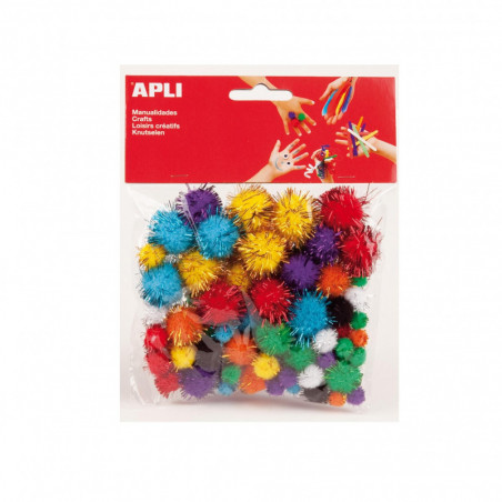APLI Glitter Pompoms assorted color X78