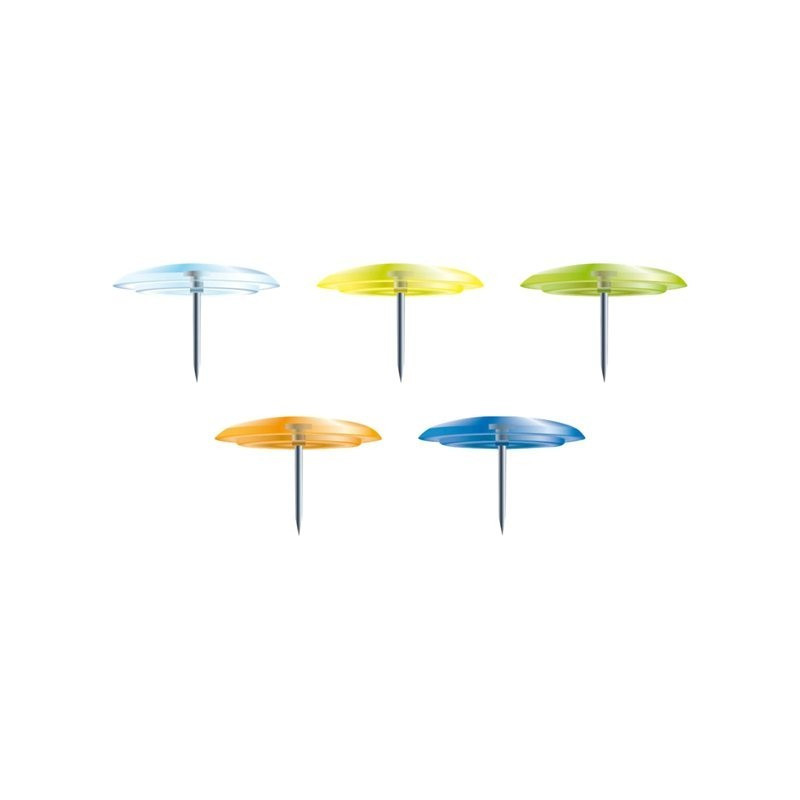 Exa - Push Pins Flat Head Clear Assorted Color