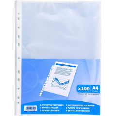 Exacompta - Perforated Plastic Pockets A4 x100
