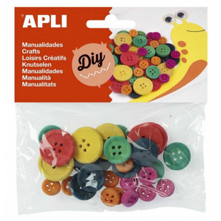 APLI  Wooden Buttons Assorted Colors x25