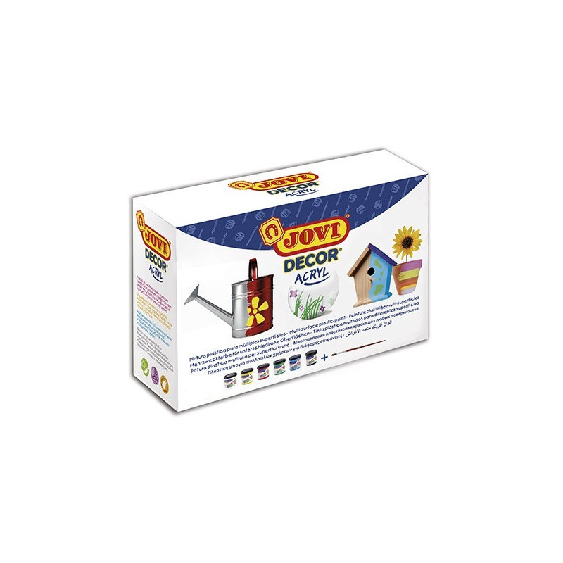 JOVI - Plastic Paint x6 Assorted Colours + Brush JOVI - Plastic Paint x6 Assorted Colours + Brush