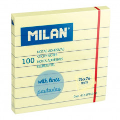 ADHESIVE NOTES LINED YELLOW 76X76