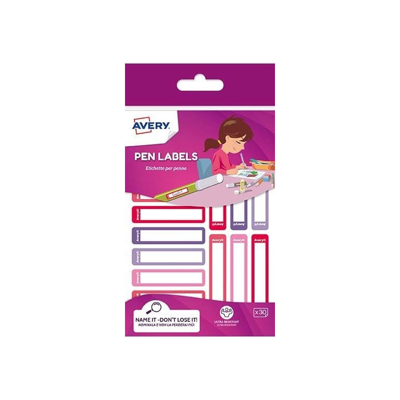 AVERY Narrow Pen Labels Pink