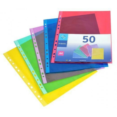 Viquel - Perforated Plastic Pockets A4 Associated Colours