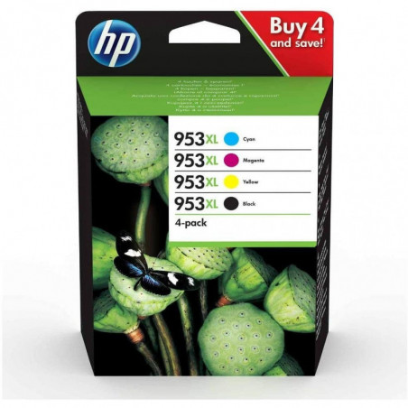 HP 3HZ52AE 953XL High Yield Original Ink Cartridges, Black/Cyan/Magenta/Yellow, Multipack