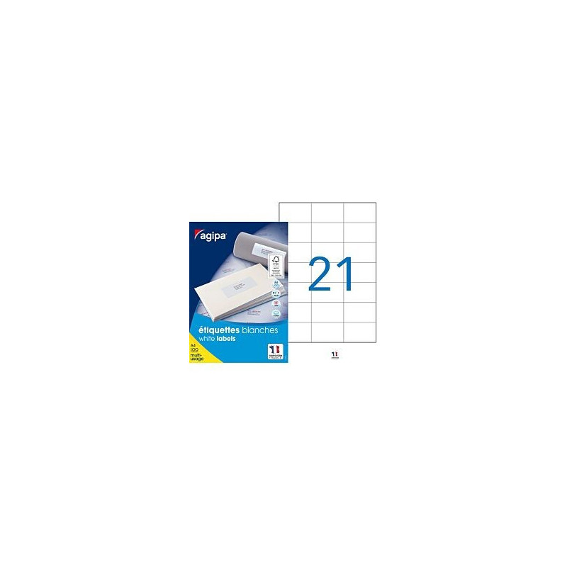 Permanent adhesive labels, white x 21 - Right corners - 70 x 42,4 mm