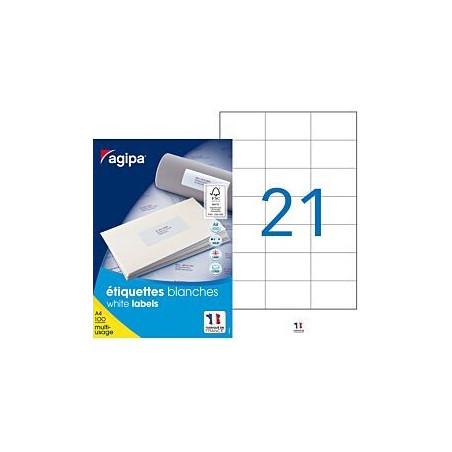 Permanent adhesive labels, white x 21 - Right corners - 70 x 42,4 mm