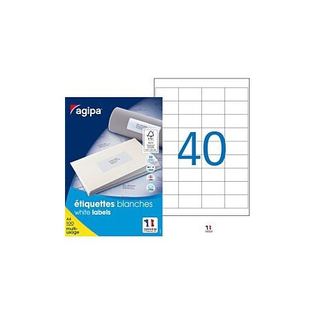 Permanent adhesive labels, white x 40 - Right corners - 48,5 x 25,4 mm
