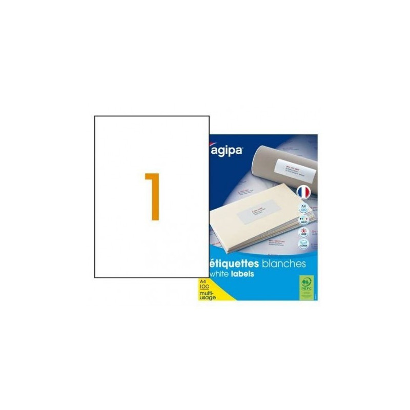 Permanent adhesive labels, white x 1 - Right corners - 210 x 297 mm