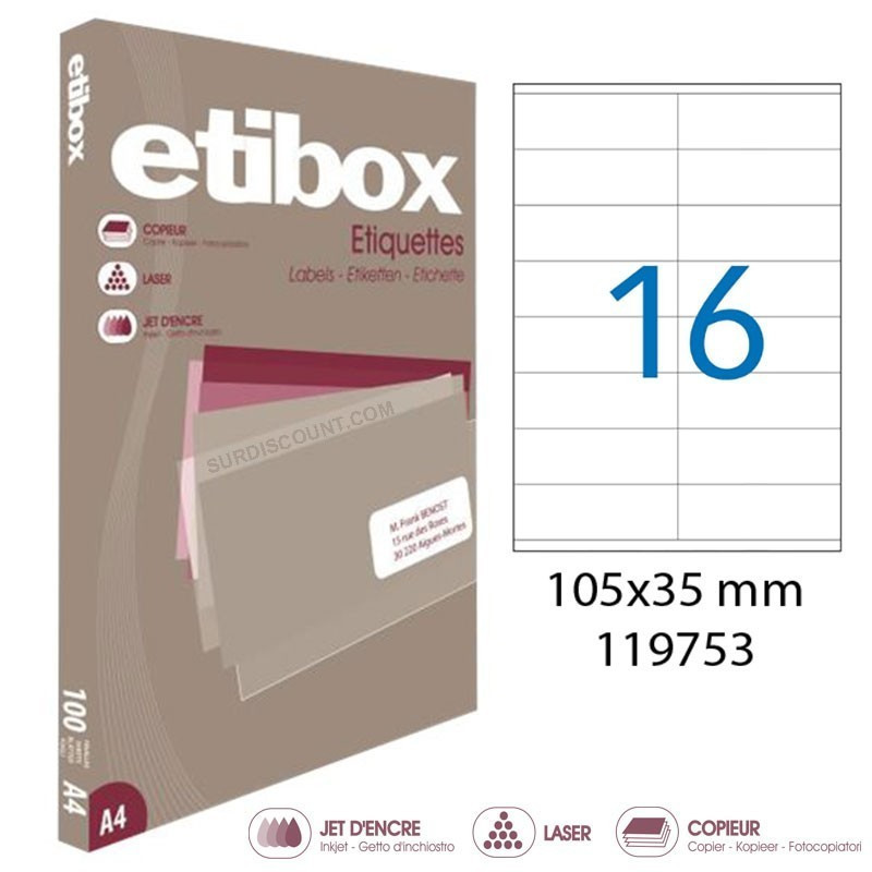 Multi-purpose labels x 16 - Right Corners - 105 x 35 mm