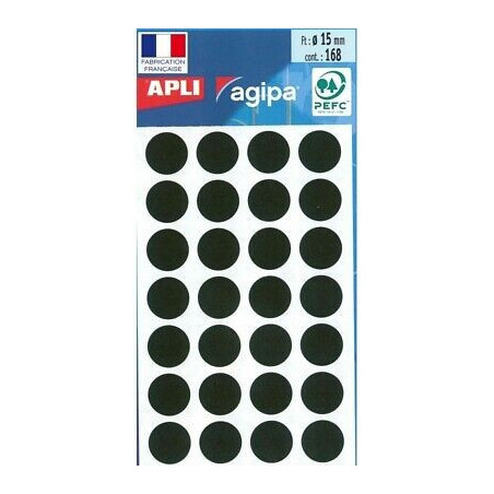 APLI - Round Black Labels Ø15mm