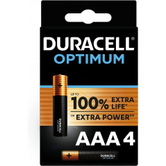 Duracell Optimum AAA Alkaline Batteries [Pack of 4], 1.5 V LR03 MX2400