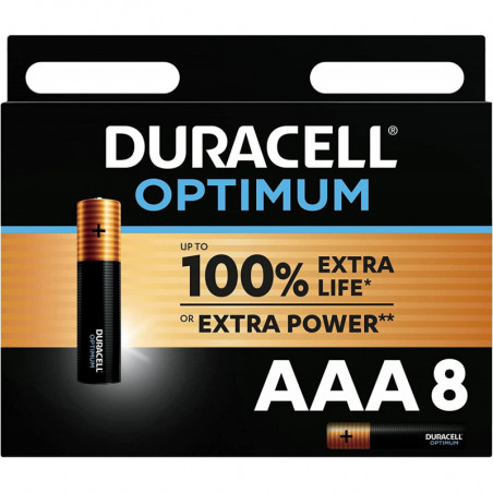 Duracell Optimum AAA Alkaline Batteries [Pack of 8], 1.5 V LR03 MX2400