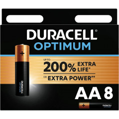 Duracell Optimum AA Alkaline Batteries [Pack of 8] 1.5 V LR6 MX1500