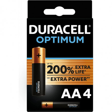 Duracell Optimum AA Alkaline Batteries [Pack of 4] 1.5 V LR6 MX1500