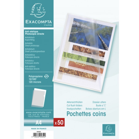 EXACOMPTA - Cut Flush Folders A4 x50 CLEAR