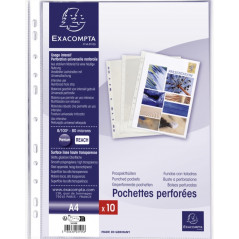EXACOMPTA - Perforated Plastic Pockets A4 x10