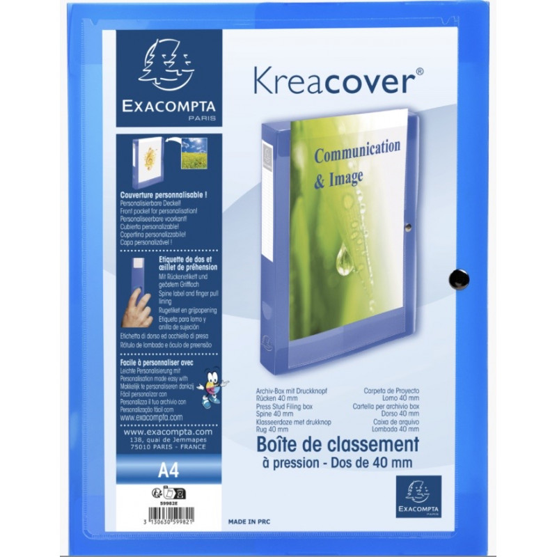 EXACOMPTA - Kreacover Plastic Box 40mm, Blue