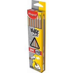 MAPED - Black Peps Pencil 2H, Pack of 12