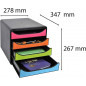 Exacompta BIG-BOX - Drawer Cabinet Black/Harlequin 4 drawers