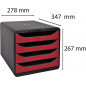 Exacompta BIG-BOX - Drawer Cabinet Grey/Red 4 drawers