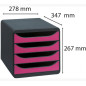 Exacompta BIG-BOX Classic - Drawer Cabinet Grey/Pink 4 drawers