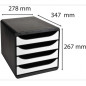 Exacompta BIG-BOX - Drawer Cabinet Black/Glossy White 4 drawers