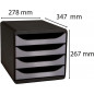 Exacompta BIG-BOX Classic - Drawer Cabinet Black/Metallic Silver 4 drawers