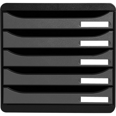 Exacompta BIG-BOX - Drawer Cabinet Black/Metallic Silver 5 drawers