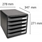 Exacompta BIG-BOX - Drawer Cabinet Black/Metallic Silver 5 drawers