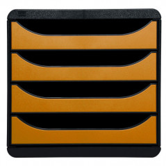 Exacompta BIG-BOX - Drawer Cabinet Black/Metallic Gold 4 drawers