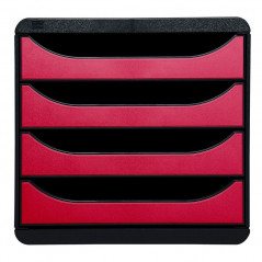 Exacompta BIG-BOX - Drawer Cabinet Black/Metallic Red 4 drawers