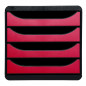 Exacompta BIG-BOX Classic - Drawer Cabinet Black/Metallic Red 4 drawers