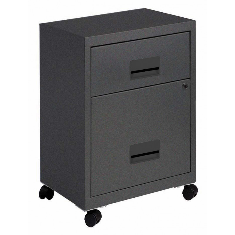 PIERRE HENRY -  Metallic Filing 2 drawers cabinet - dark grey