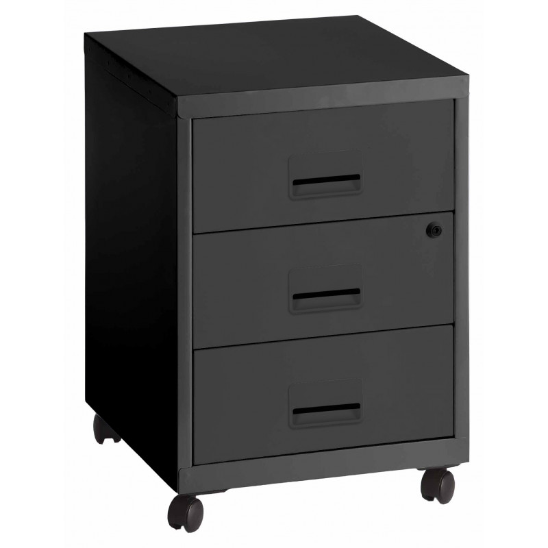 PIERRE HENRY -  Metallic Filing 3 drawers cabinet - anthracite