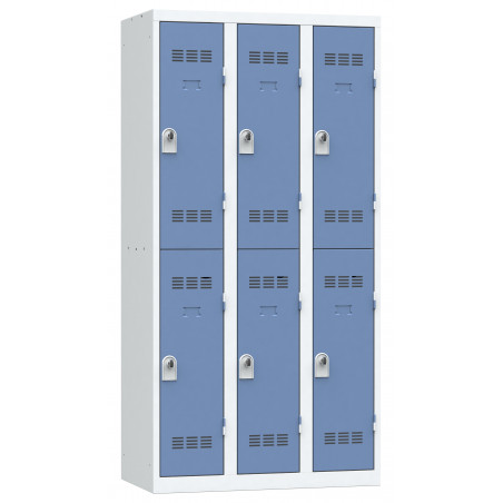 CLEAN MULTI-DOOR LOCKER 3 COLUMNS OF 2 CASES - GREY/BLUE - ( Available within 30 days )