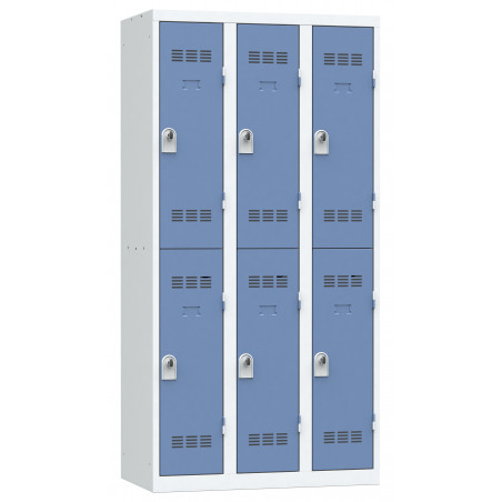 CLEAN MULTI-DOOR LOCKER 3 COLUMNS OF 2 CASES - GREY/BLUE
