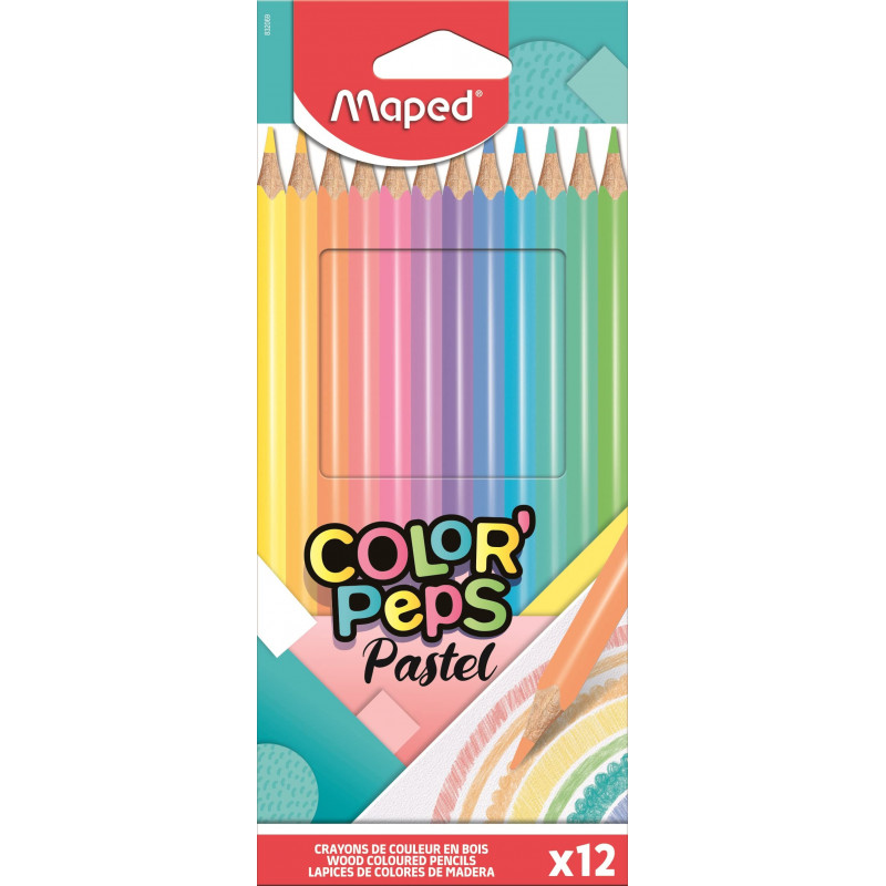 MAPED - Pastel Colouring Pencils (Pack of 12), multicolor