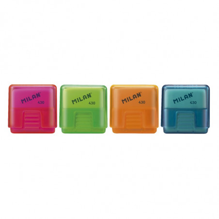 MILAN - School 430 Look soft synthetic rubber erasers with protective cas