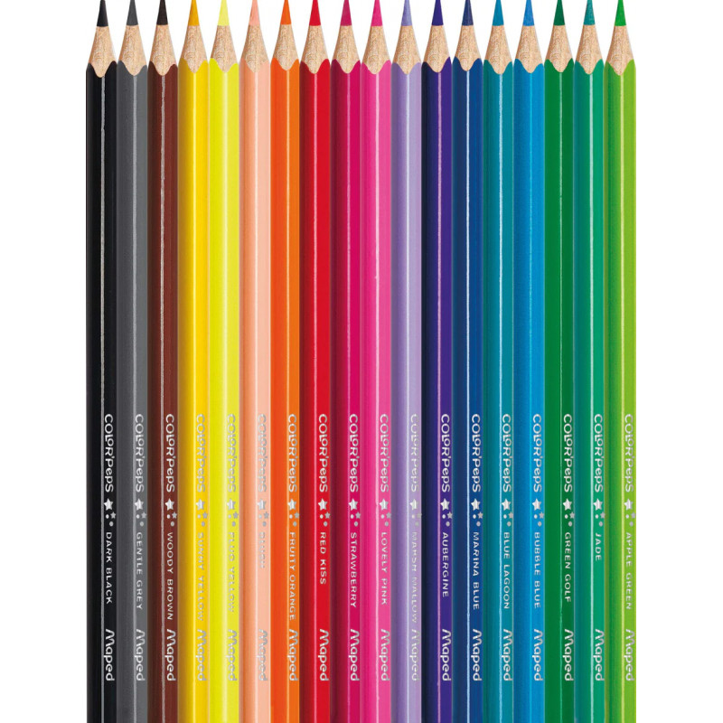 Maped – Strong Color'Peps Coloured Pencils – 18 Ultra-Durable and Ergonomic  Colouring Pencils – Metal Box of 18 Resin Pencils – BigaMart