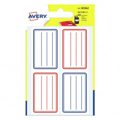 AVERY School Labels BLUE/RED x24