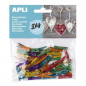 APLI Mini Wood Clamps Assorted Colors x45