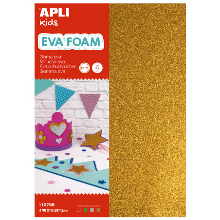 APLI  A4 Glitter Foam Light Color- Pack of 4