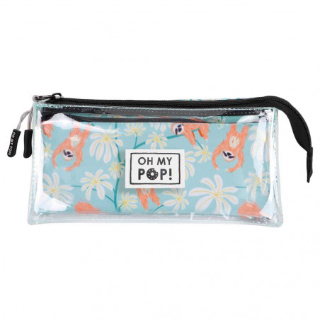 OH MY POP LAZY 3 Comp. Pencil Case Clear&Blue