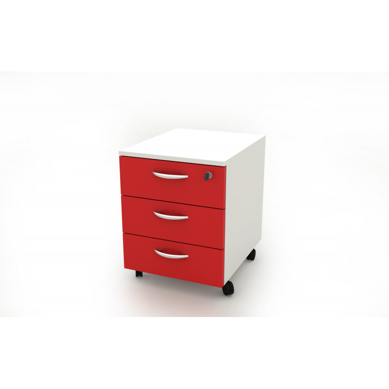 Mobile 3 office drawers White & Red Mobile 3 office drawers White & Red